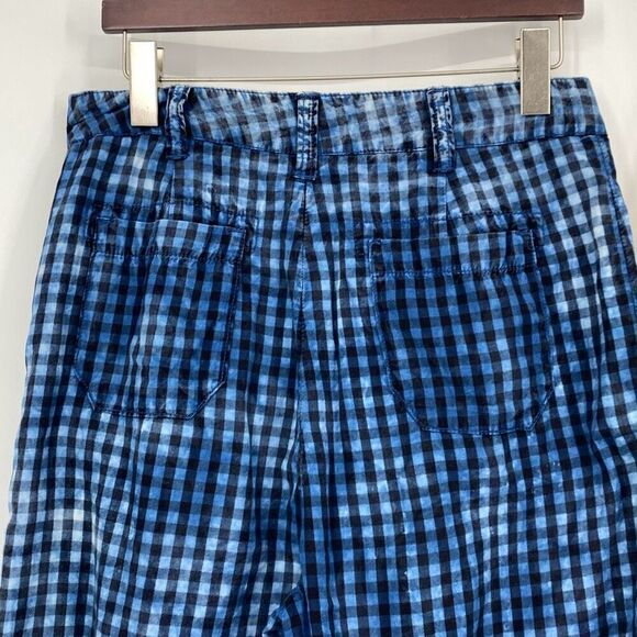 Maeve Anthropologie Women's Plaid Avryl Bleached Slim Pants Blue Size 6 - Picture 8 of 16